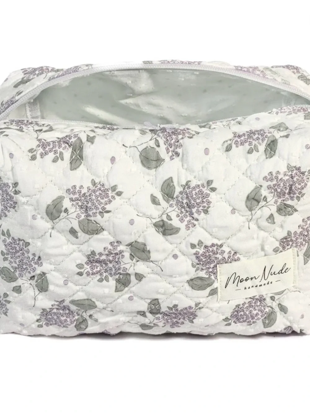 New moon nude Floral Quilted  Lavender Cosmetic Pouch